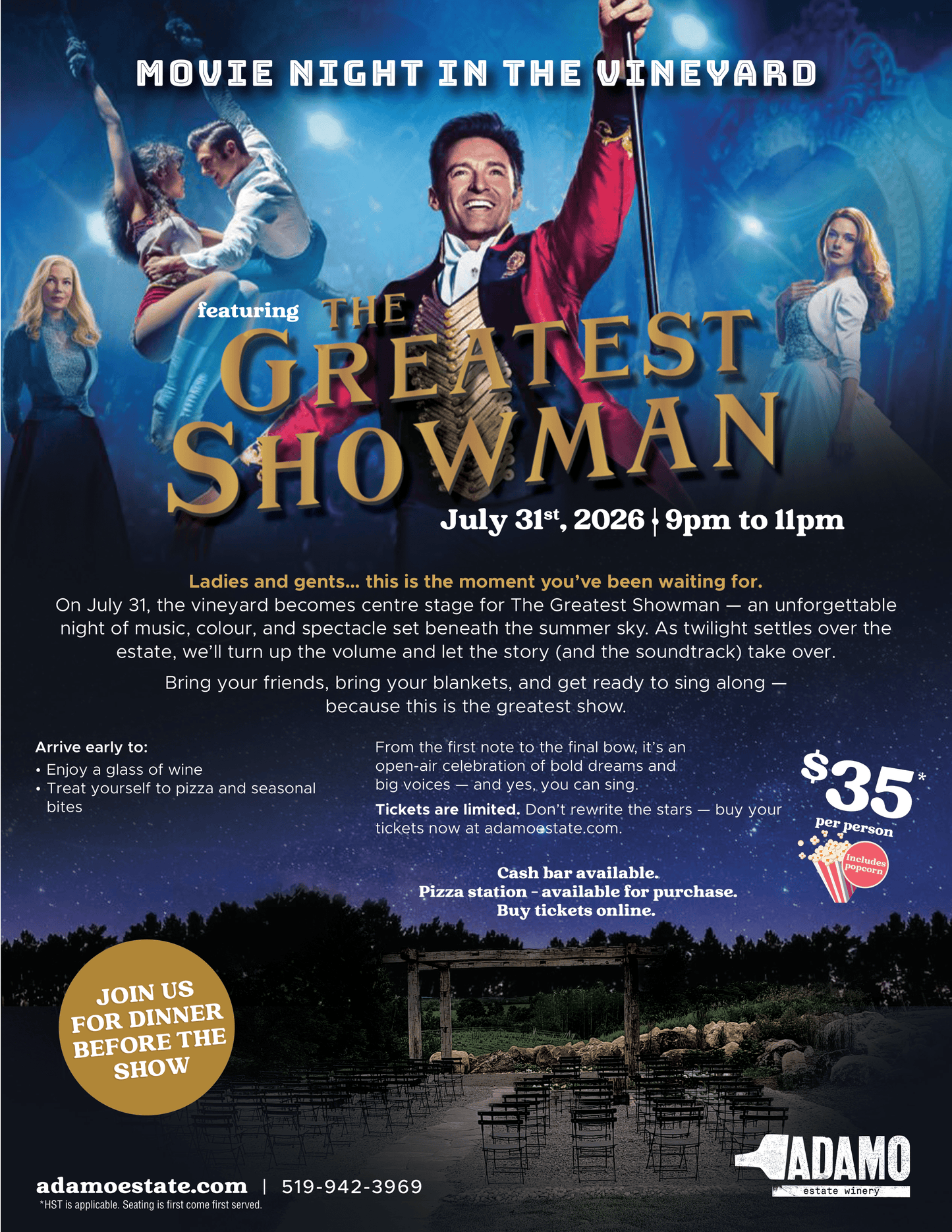 Movie Night In The Vineyard: The Greatest Showman