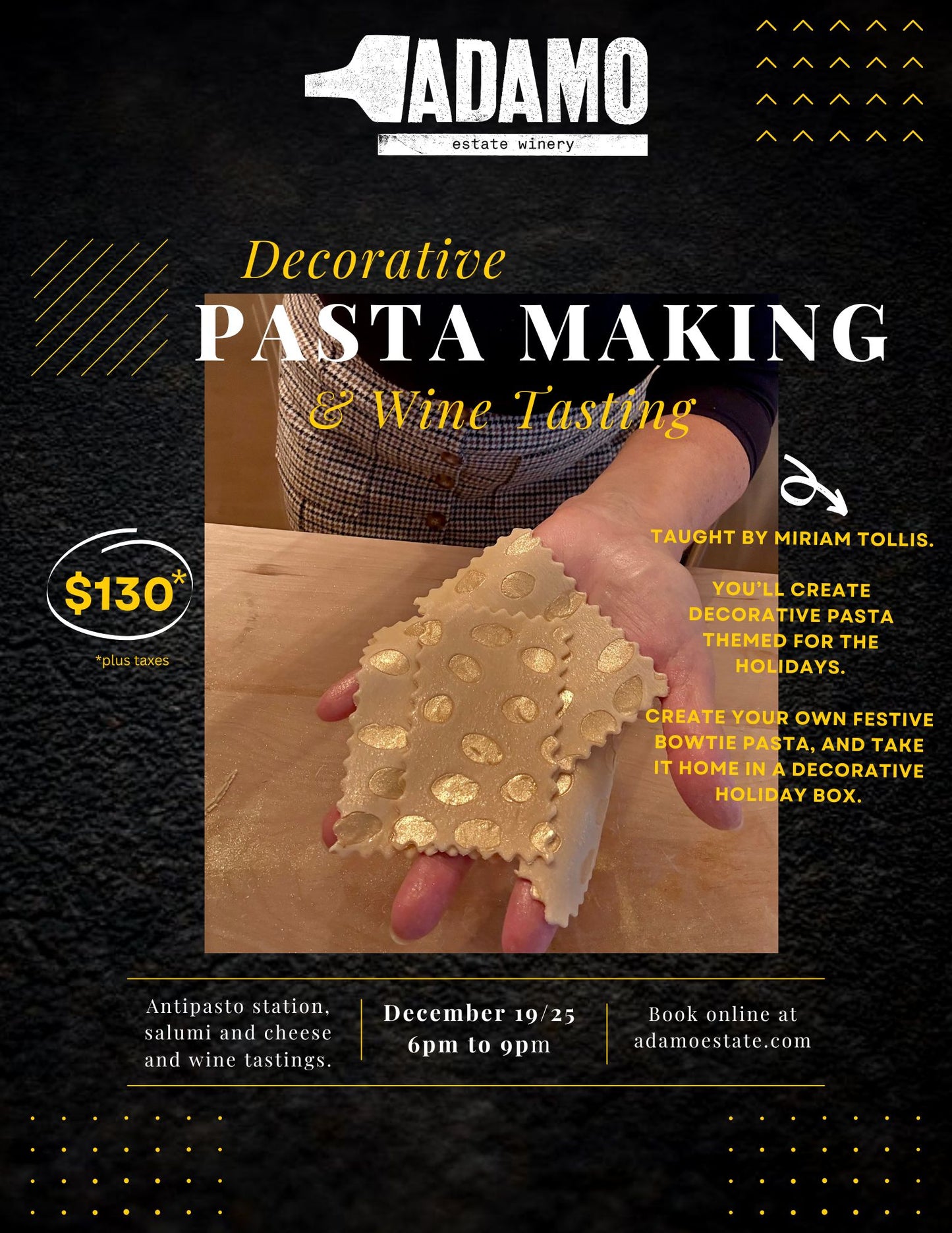 Decorative Pasta Making & Wine Tasting